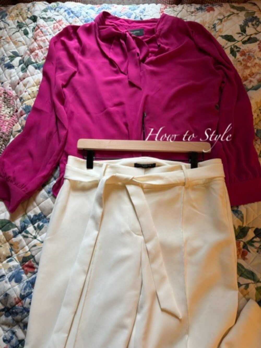 High-Rise BowTie-Waist Ivory Women's Tailored Pants- size 8P